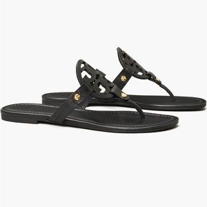 Black Leather Tory Burch Sandals